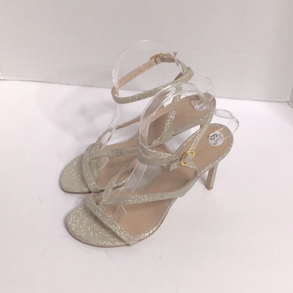 Stuart Weitzman Align 95 Metallic Gold Glitter Strappy Sandals Size 6.5 - Picture 2 of 6